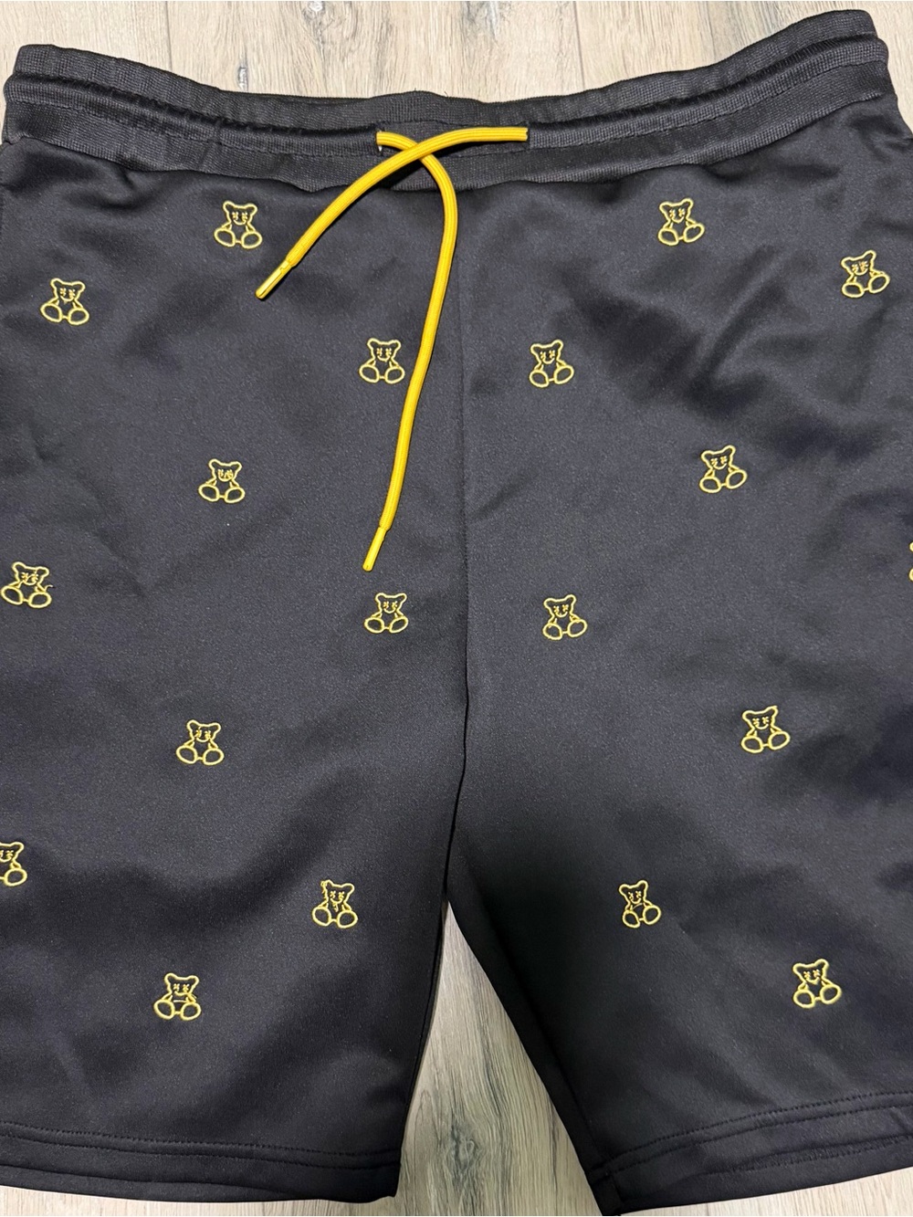 BlueGear Black Athletic Shorts with Yellow Drawstring